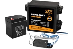SAN HIMA SanHima Trailer Brakes Breakaway Kit w/Switch & 12V 5AH Battery Built-in Charger, LED Indicator, for Trailer Caravan Towable RV Vehicle