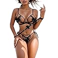 WMZRKY 3 Piece Lingerie Set for Women Sexy, Bra And Panty Sets for Women Naughty, Red