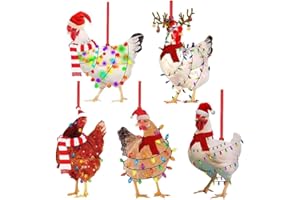YAHOLOFT Christmas Decorations Scarf Chicken Holiday Decoration, Christmas Chicken Ornament Christmas Outdoor Decorations Wood Christmas Ornaments Before Christmas Hanging Ornaments Sign Gift (5pc,one Size)