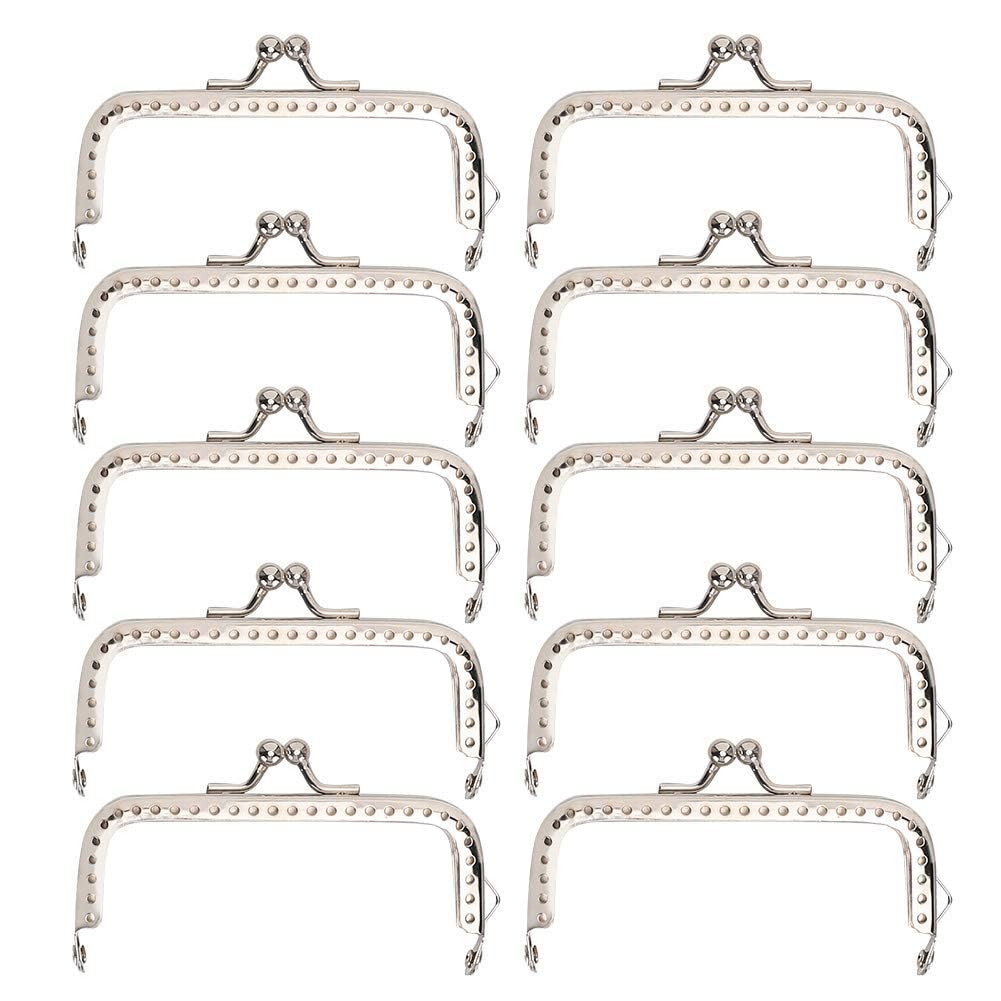 Clasp Purse, 10Pcs 8.5cm Kiss Clasp Purse Frame Square Metal Frame Clasp Lock Clip, Metal Bag Clasps for Purse Bag Making DIY Craft Supplies Tailor Sewer