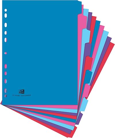 Oxford Campus A4 10-Part Dividers Multi-Coloured Tabs for Binders