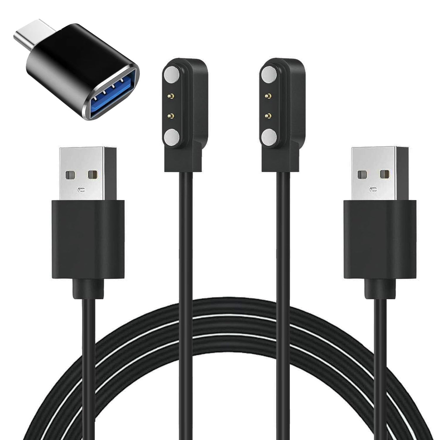 Xininyia VeryFit Smart Watch Charger, 2-Pack/3.3FT Magnetic Charging Cable for Veryfit Smart Watch IDW28, ID207, IDW13, ID208 Plus, IDW19, ID205L, ID206, ID208BT and More