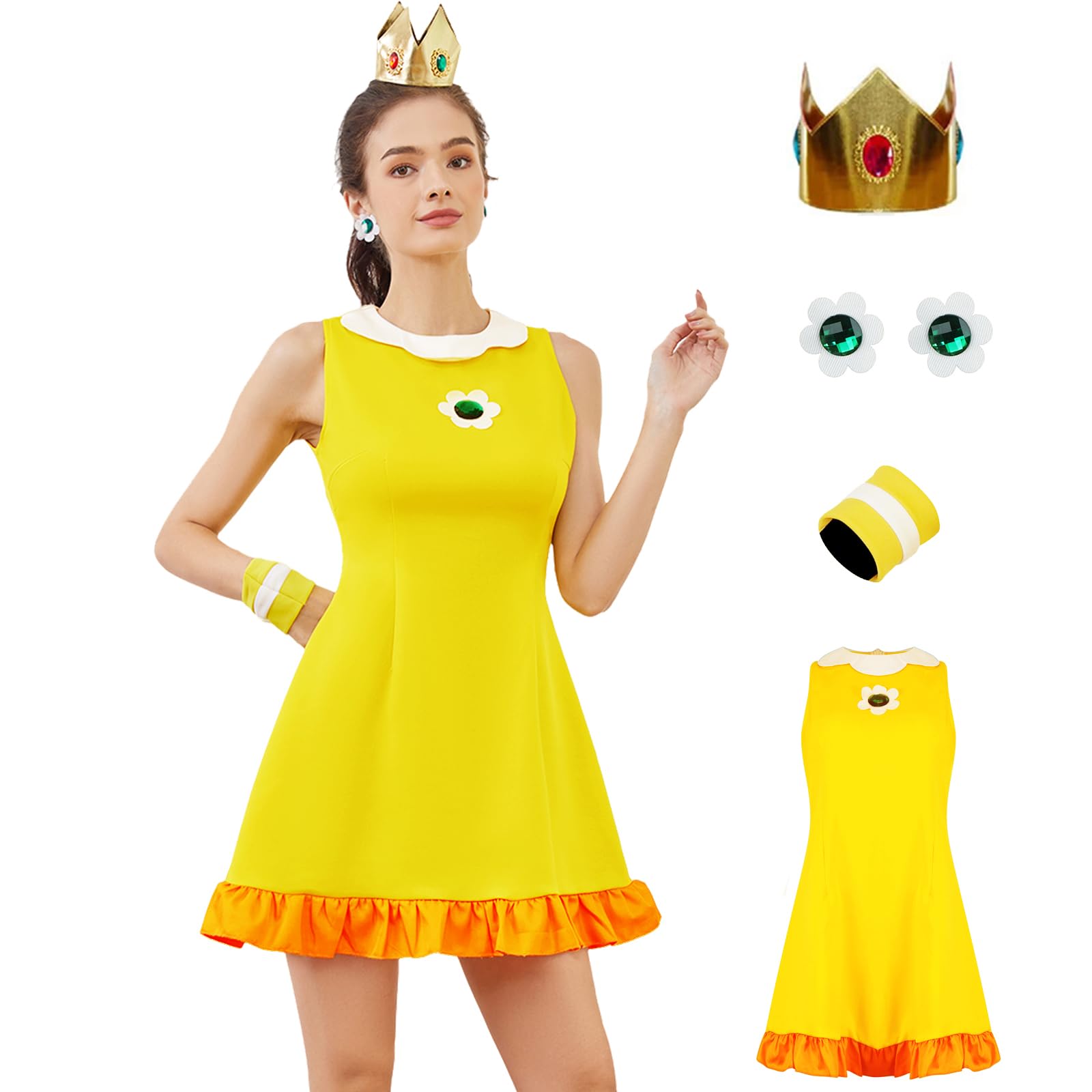 AYYOHON Princess Cosplay Costume Women Princess Tennis Dress with Crown Earrings Adult Halloween Suit XL — image 1