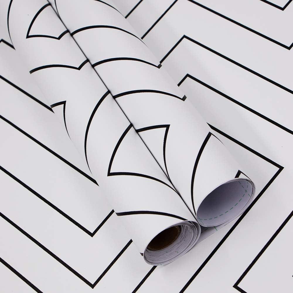 Black White Peel And Stick Wallpaper Modern Geometry Stripe Removable Self Adhesive Vinyl Film Decorative Wall Covering 17 7in X 118in Amazon Com