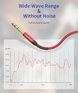 JSAUX 3M 10ft Guitar Cable 1/4 to 1/4 TRS Stereo Nylon Braided Red view 4
