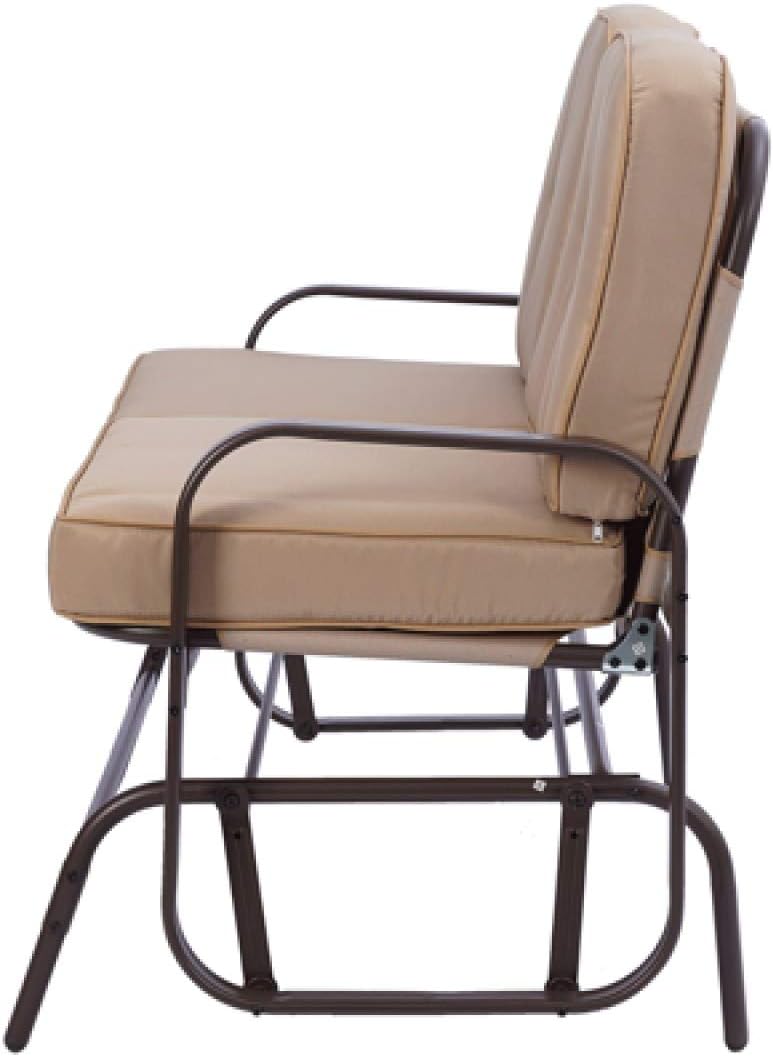 qianbo31 Garden Love seat, Outdoor Swing Glider Rocking Chair,Patio Bench for 2 Person, Double Sofa,Patio Steel Frame Chair Set with Cushion, Beige(1piece,pic): Home & Kitchen