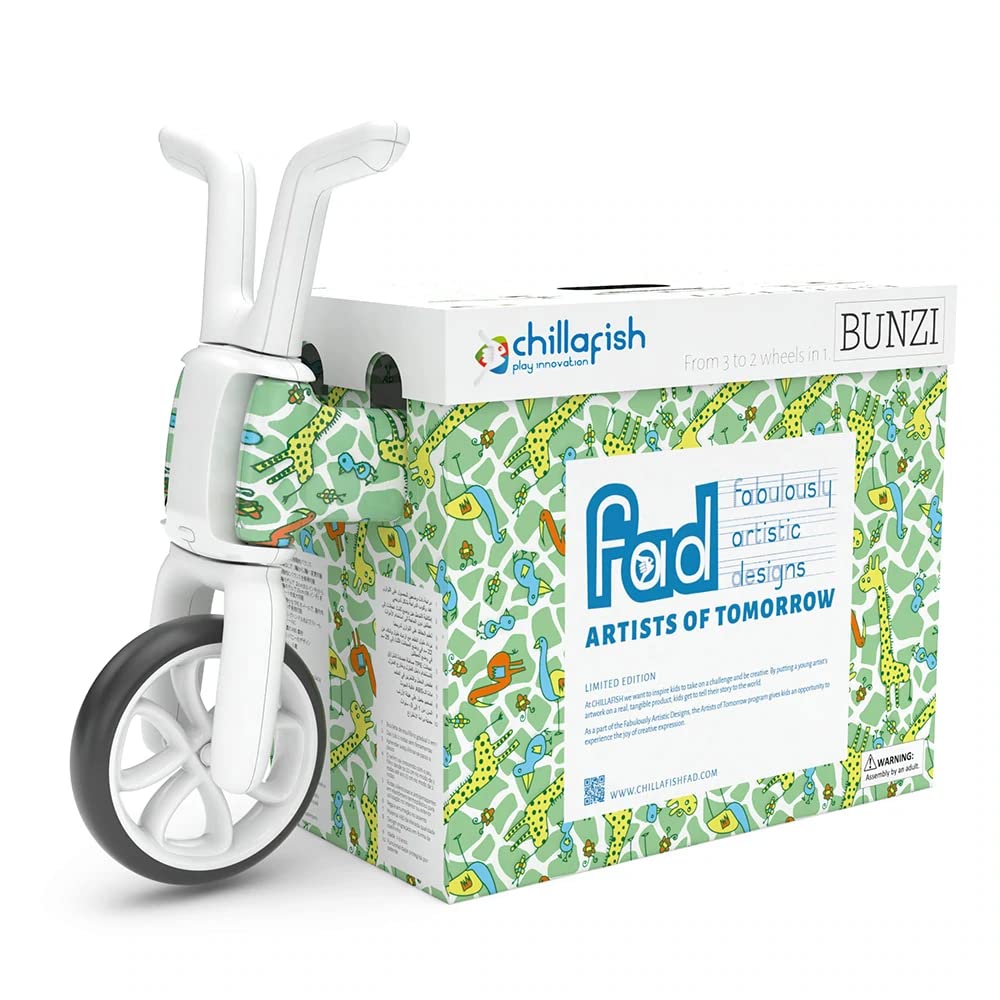 Chillafish Bunzi FAD 7 Limited Edition Gradual Balance Bike and Tricycle, 2-in-1 Ride on Toy for 1-3 Years Old, Silent Non-Marking Wheels, Girafitti