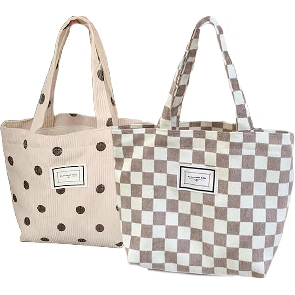 Joyhey Small Plaid Canvas Tote Bag - Green Eco-Friendly Reusable Shopping Or Beach Bag, 8.6"x12.6"x3.1" - View #7