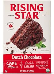 Rising Star Organic Dutch Chocolate Cake Mix, 16 OZ | USDA Organic, Non-GMO, Kosher, Professional Bakery-Quality, Made with D