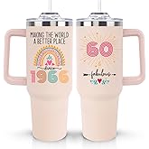 60th Birthday Gifts for Women Her, Cool 1966 60 th Birthday Gifts for Woman Turning 60 Year Old, 60th Birthday Decorations for Women Mom, 60th Birthday Gifts Ideas, 60 and Fabulous 40oz Tumbler Cup