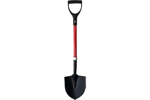 TABOR TOOLS Shovel with Rounded Blade and Comfortable D Grip 31 Inch Fiberglass Handle, Digging Spade. J201A. (D Handle, Round Blade)