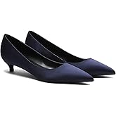 MOOMMO Low Kitten Heel Pumps for Women Pointed Toe Satin Dress Shoes Slip On 1 Inch Low Heel Work Pumps Chic Basic Casual Office Evening Party Bridal Pump Shoes 4-13 M US