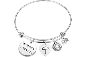 PLITI Bookworm Jewelry Gifts In Omnia Paratus Expandable Wire Bangle Bracelet Strength Jewelry Ready For Anything Motivational Bracelet Gift For Best Friend Sister Bestie