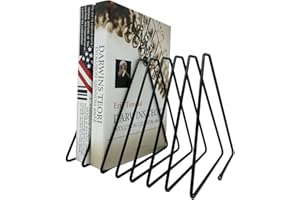 JIARI Book Organizer Magazine Holder, Desktop File Sorter Organizer Bookshelf Bookends Book End, Telescopic Bookend 7 Section (Black)