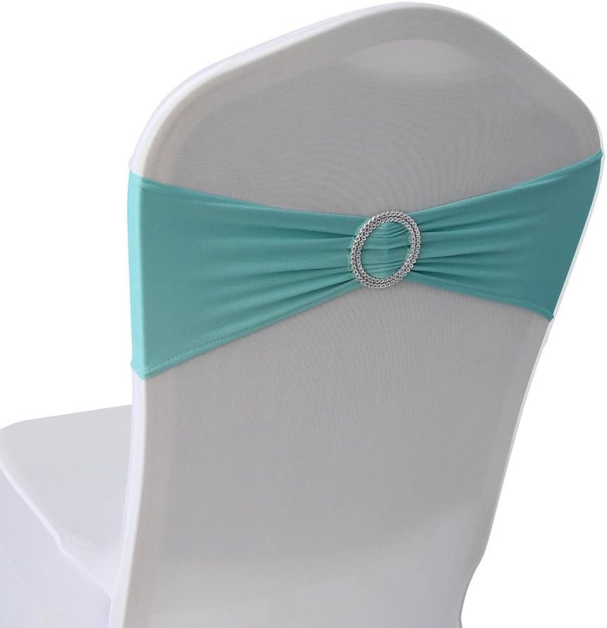 Tiffany Blue Spandex Chair Bands Sashes With Buckle 50 pcs Wedding