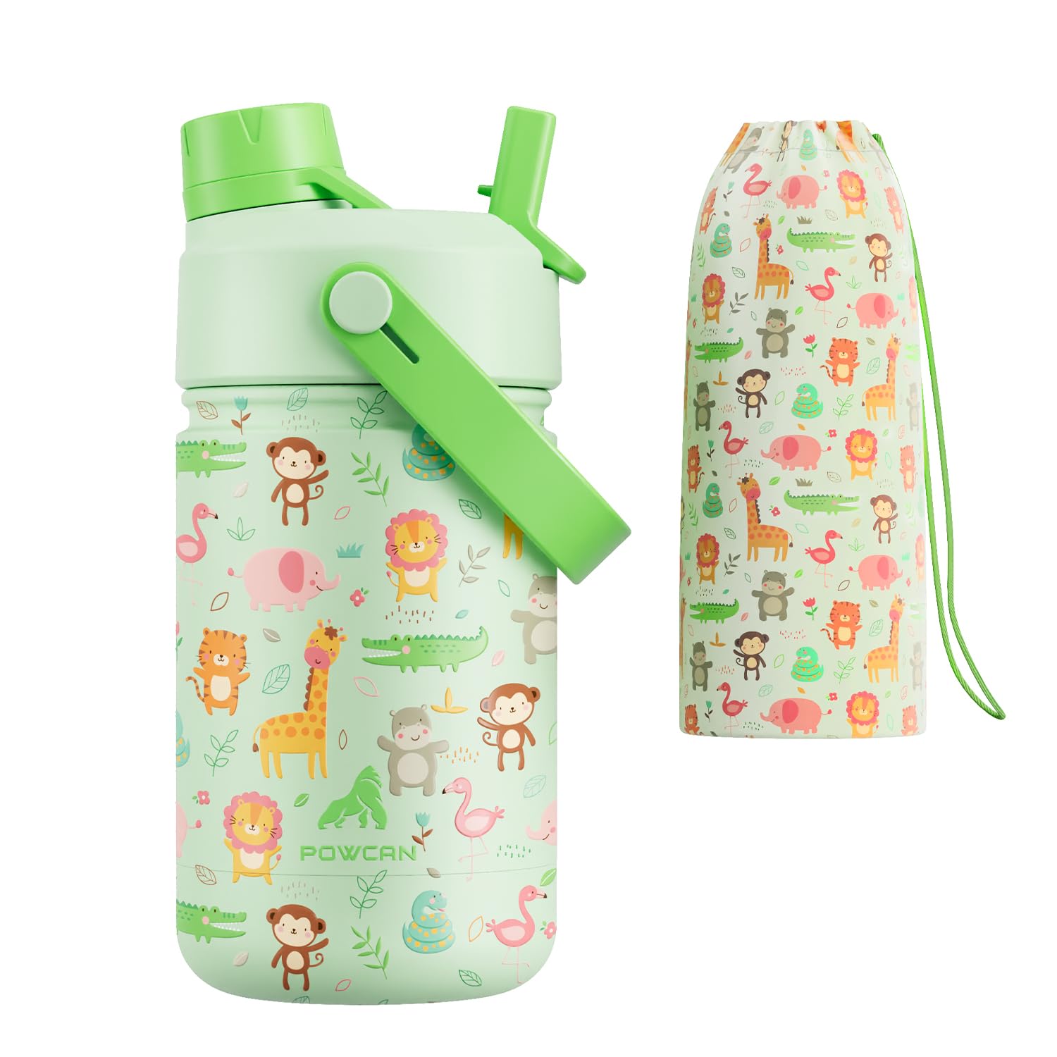 Photo 1 of 12 oz Insulated Kids Water Bottle: Spill-Proof, Insulated Cup with Straw Spout Lid and Carrier Bag, BPA-Free, Cupholder Friendly, 24H Cold for School, Camping, Sports, Birthday Gift (Critter Carnival)