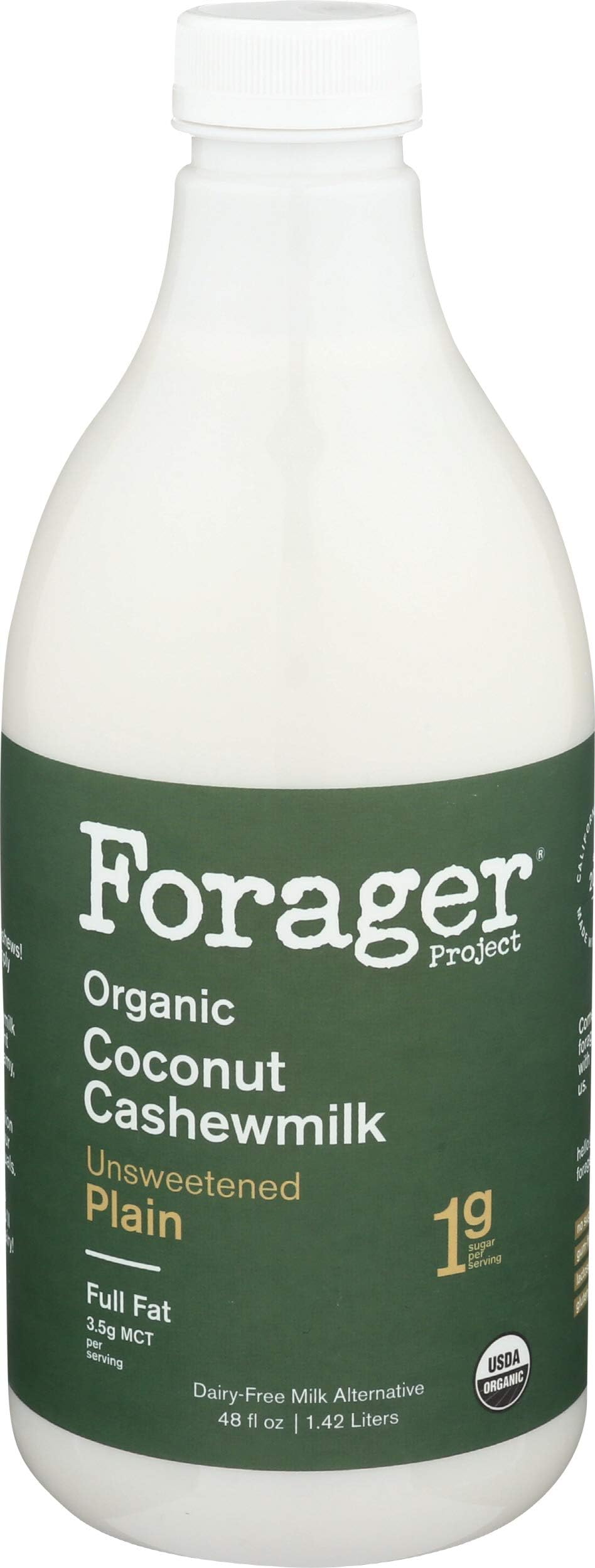 Forager Project, Organic Plain Unsweetened Cashew Milk, 48 Fl Oz