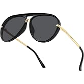 LOOMAKA Oversized Pilot Aviator Sunglasses for Women | Trendy Chic Design shades with UV400 Protection for Driving , Vacation , outdoor daily wear and party activities