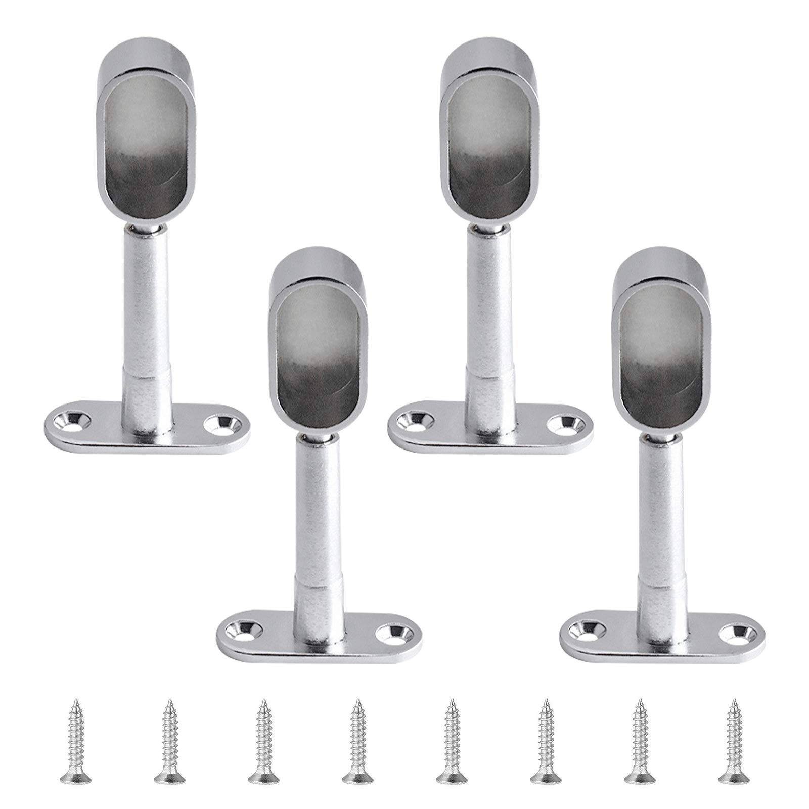 INCREWAY Closet Rod Support, 4Pcs Zinc Alloy Adjustable Oval Wardrobe Rail Rod End Bracket for Cabinet Wardrobe in Bedroom Bathroom