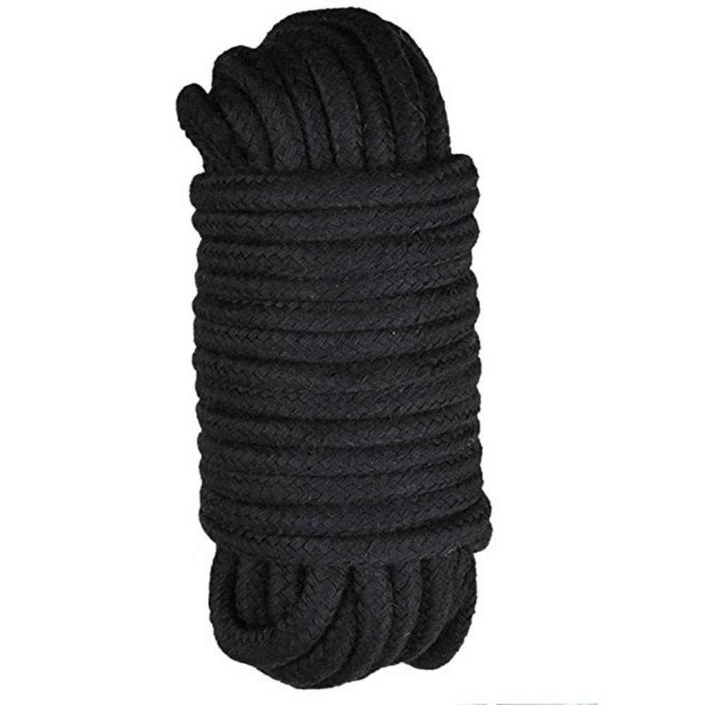 SUNTQ 10m 32 Feet Long Rope Natural Soft Cotton Ropes + 15m 49 Feet Restraint Duct Tape For Strap On (Black)