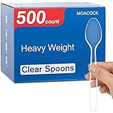 MOACOCK 500 Count Clear Plastic Spoons, Heavy Weight Disposable Spoons Cutlery Plastic Utensils, Clear PlasticSilverware Bulk