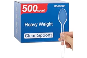 MOACOCK 500 Count Clear Plastic Spoons, Heavy Weight Disposable Spoons Cutlery Plastic Utensils, Clear PlasticSilverware Bulk