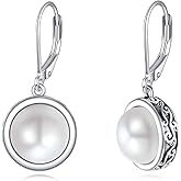POPLYKE Pearl Earrings for Women Sterling Silver White Pearl Earring Lever back Dangle Earring Wedding Jewelry Birthday Gifts for Women
