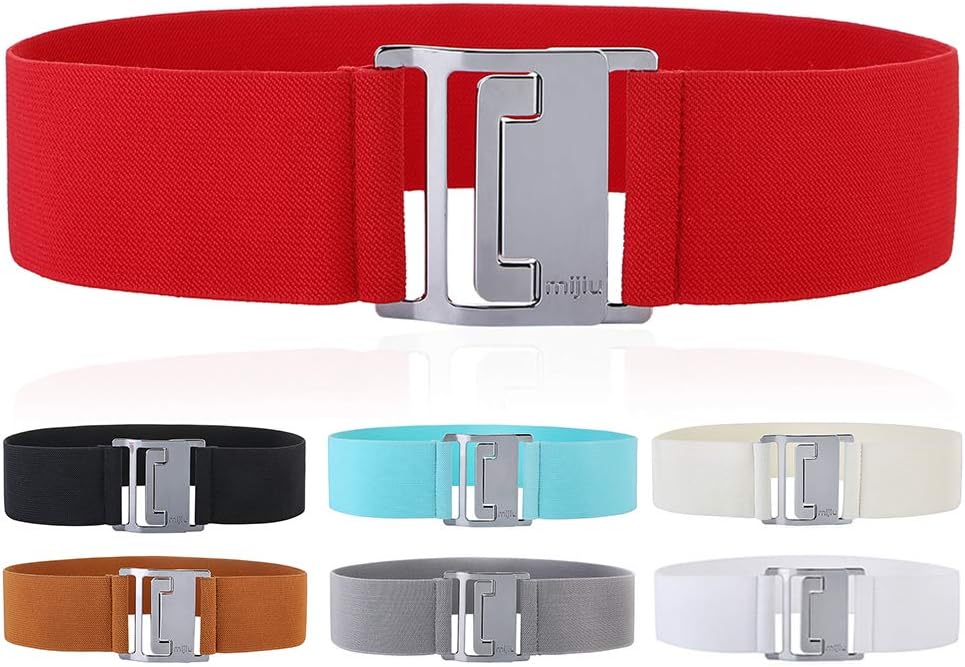 Women's Stretch Elasticated Belts Elasticated Belts Wide Belts Dress Belts Thin Belts For High Gloss Metallic Buckle Multiple Colors