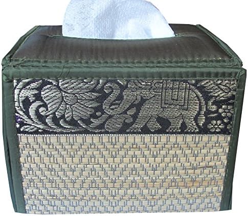 Reed Tissue Box Made From Natural Material Classic Elephant Style Size Height 3.8 "Wide 5" Long, 5.5".