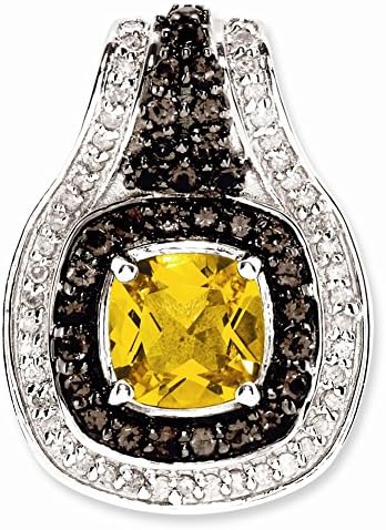 Sterling Silver Citrine and Smokey Quartz &amp; Diamond Pendant