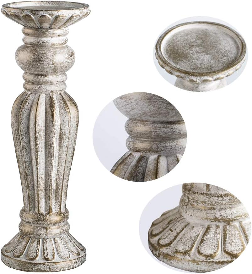 JIXIN Antique Wash Finish Pillar Candle Holders Set of 3, Ideal for LED and Pillar Candles, Gifts for Home, Living Room, Dinning Room, Party,Kitchen,Spa, Wedding and Anniversary: Home & Kitchen