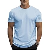 WDIRARA Men's Crewneck Short Sleeve T Shirt Top Casual Workout Athletic Tees