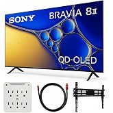 Sony K55XR80M2 BRAVIA 8 II 55 Inch Class QD‑OLED 4K HDR Smart Google TV (2025) Bundle with Deco 3770 Wall Mount Bundle, 2X HDMI Cables, Stanley 6‑Outlet Surge Protector