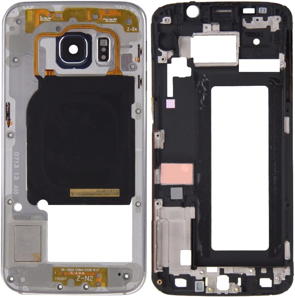 Samsung Galaxy S6 Edge Mildle Frame Housing Bezel Case Cover + LCD Middle Frame + SIM Card Holder Slim Slot + Side Buttons + Camera Glass Lens for S6 Edge G925 G925F G925A G925V G925T G925P(blue)