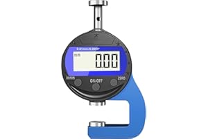 RPTCOTU Digital Thickness Gauge Digital Micrometer Measuring Indicator Measuring Range 0-10mm0.0005''/0.01 mm Paper Thickness Gauge for Leather, Paper, Sheet Metal and More.（PT）