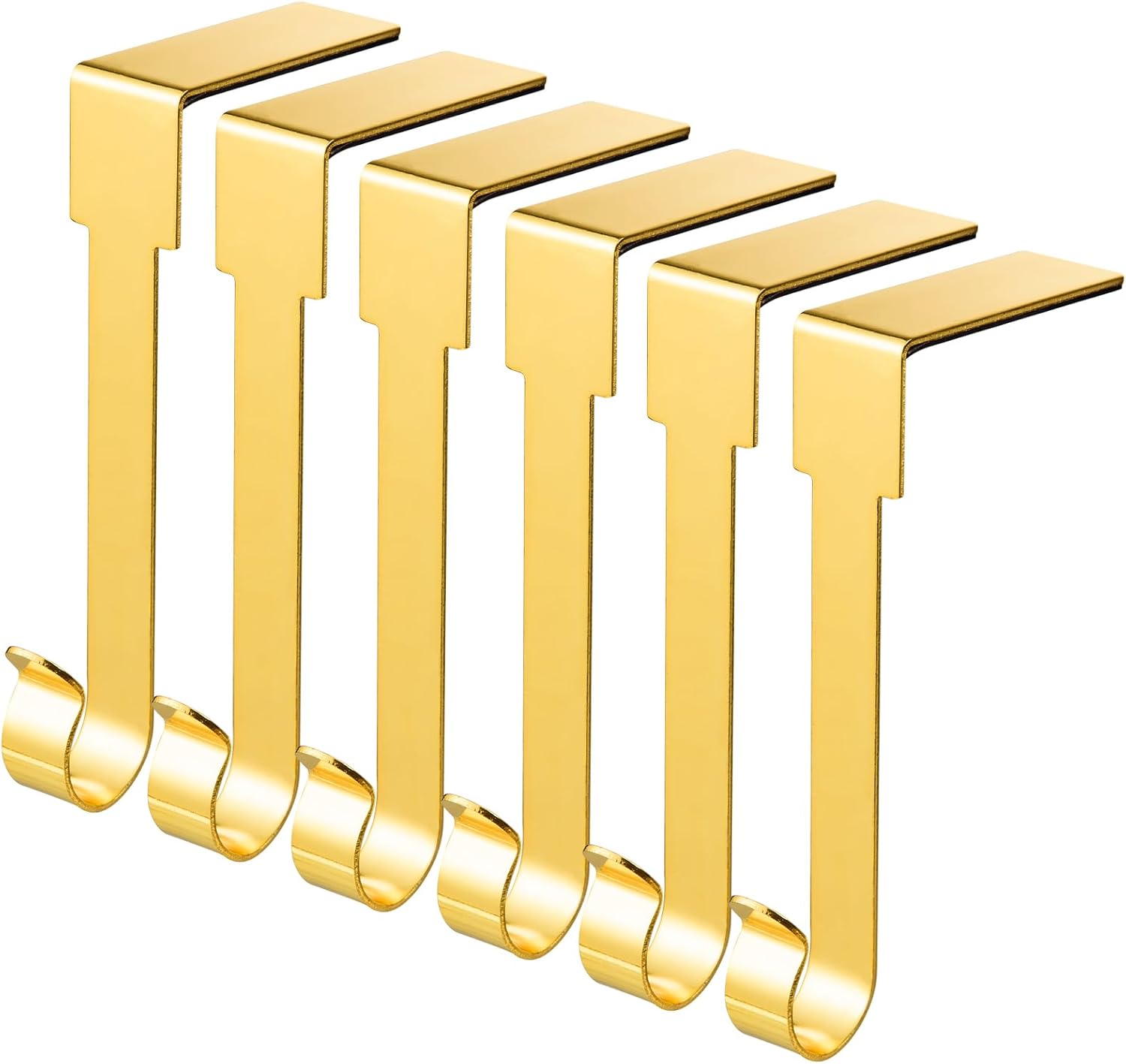Ornament Hooks - ARCHCRTC 6 Pcs Christmas Stocking Holders Mantel Stcoking Hangers Metal Hanging Hooks Christmas Ornament Hooks Mantel Garland Clips for Thick Fireplace Mantel Staircases Xmas Party Decor (Gold, 6)