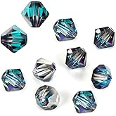 50pcs Authentic Preciosa 6mm Faceted Bicone Crystal Loose Beads Crystal Bermuda Blue Compatible with Swarovski 5301/5328 for DIY Jewelry Making Pre-B656