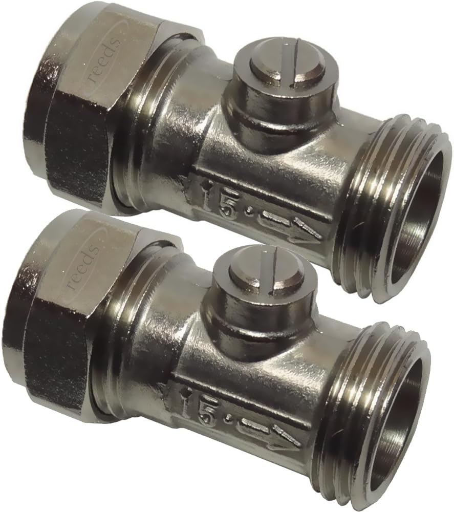 Reeds 2x 15mm x 1/2 inch Male Iron Flat Faced Isolating Valve Pack of 2