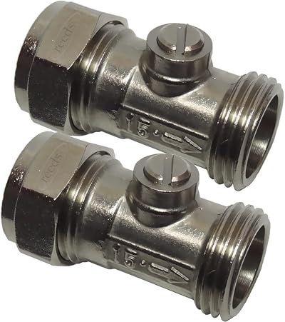 Reeds 2x 15mm x 1/2 inch Male Iron Flat Faced Isolating Valve Pack of 2