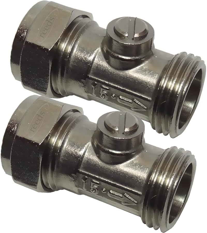 Reeds 2x 15mm x 1/2 inch Male Iron Flat Faced Isolating Valve Pack of 2