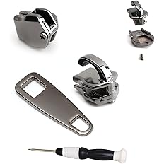 AKTIOIN Metal Zipper Repair Kit for Jackets, Luggage, Bags, Backpack, No Sewing Required Detachable Zip Heads Zipper Pull Rep