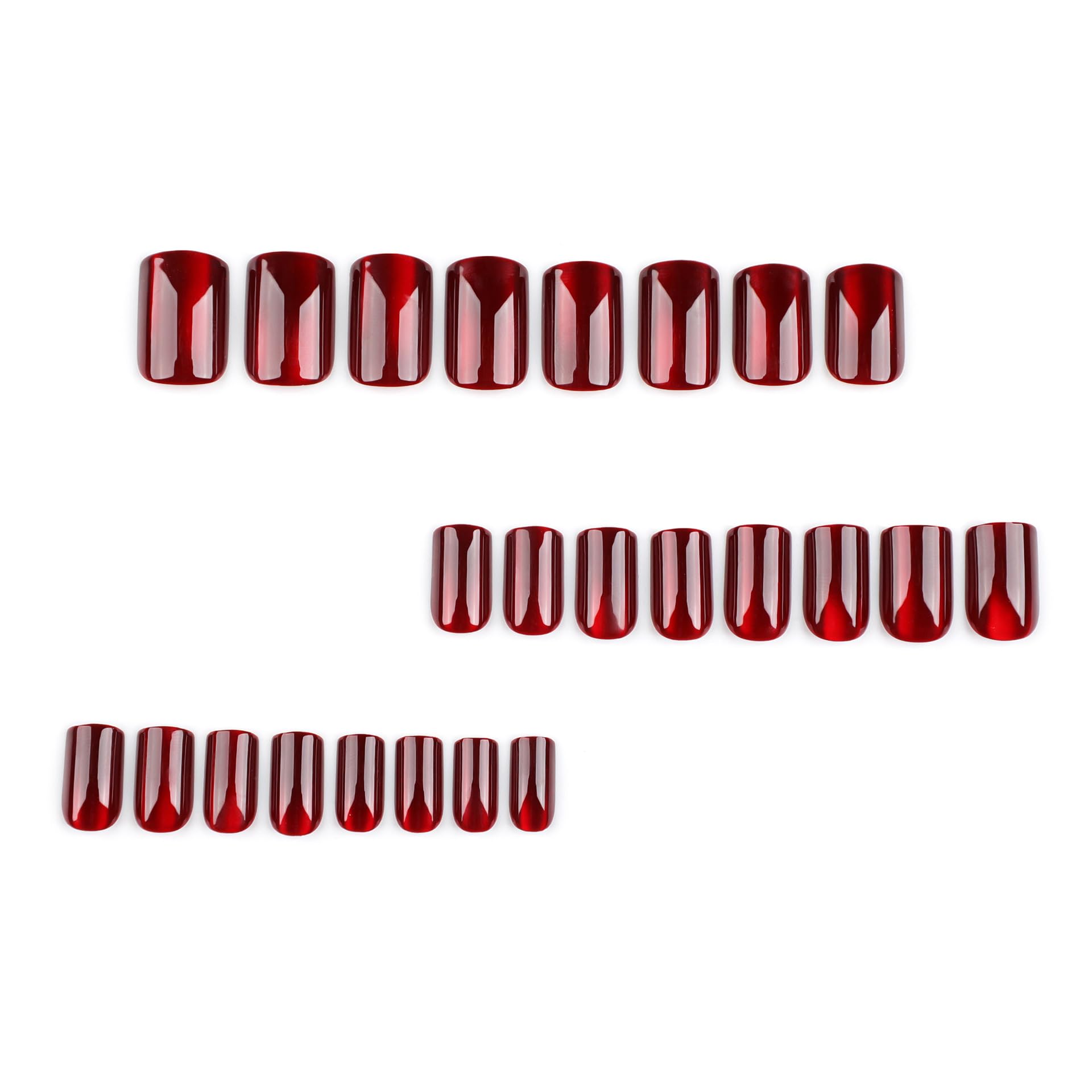 Wine Red Press on Nails Short Square Acrylic Nails Ombre Glitter Fake Nails Glossy Full Cover Glue on Nails Red Nails Press ons for Shiny Nails Manicure for Women 24Pcs - Image 6