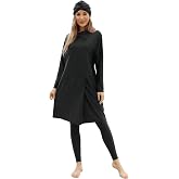 Muslim Swimsuits for Women Swimwear Long Sleeve Burkini Full Cover Swimsuit Hijab Rash Guard, 3pcs Set