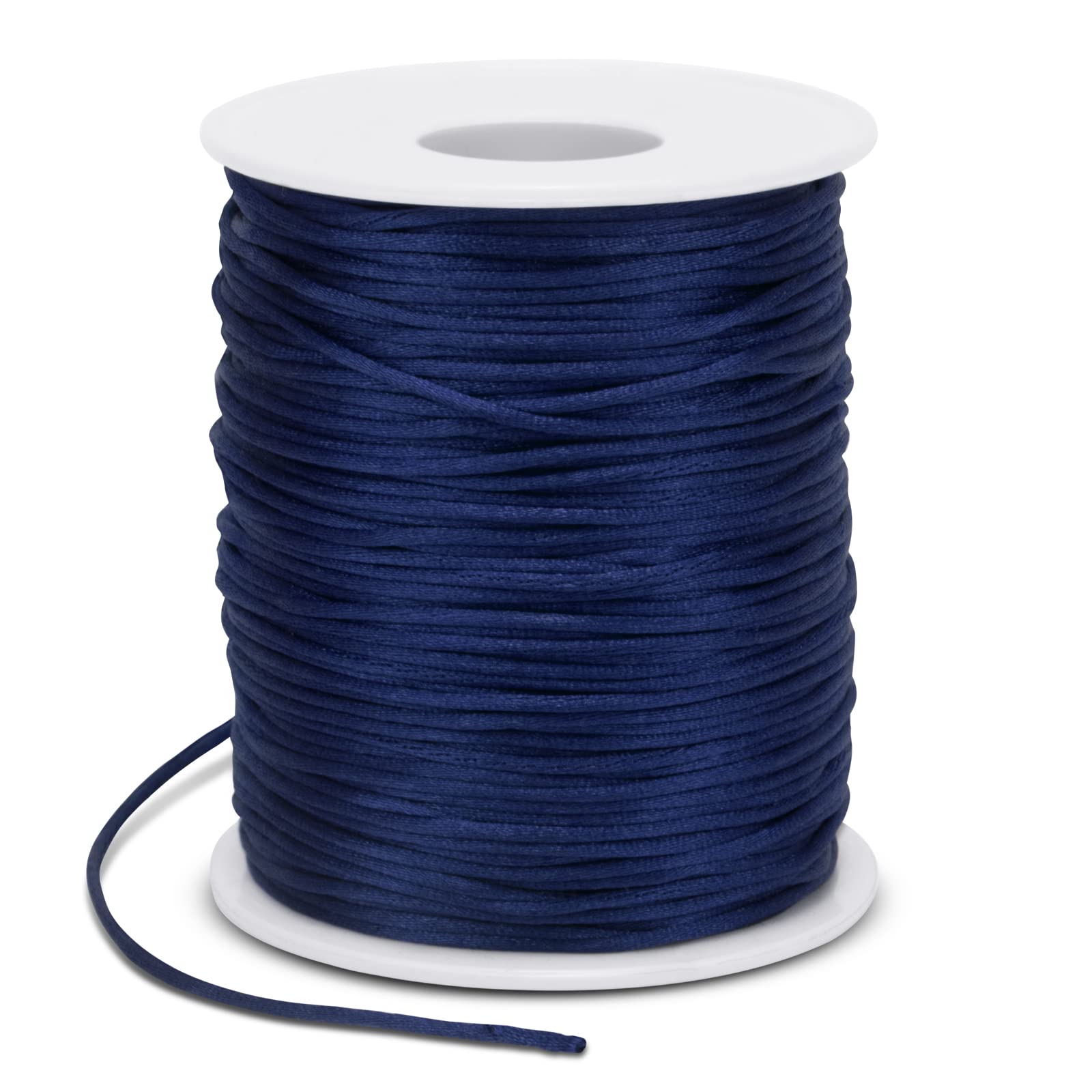 LEREATI Satin Cord 1.5mm x 100m Nylon Cord Bracelet Thread, Rattail Silk Beading Thread Jewellery String for Making Bracelet, Necklace, Chinese Knot, DIY Crafts (Dark Blue)