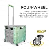 Berry 40 kg Foldable Shopping Trolley Mint Green Grey Four Wheels Telescopic view 6