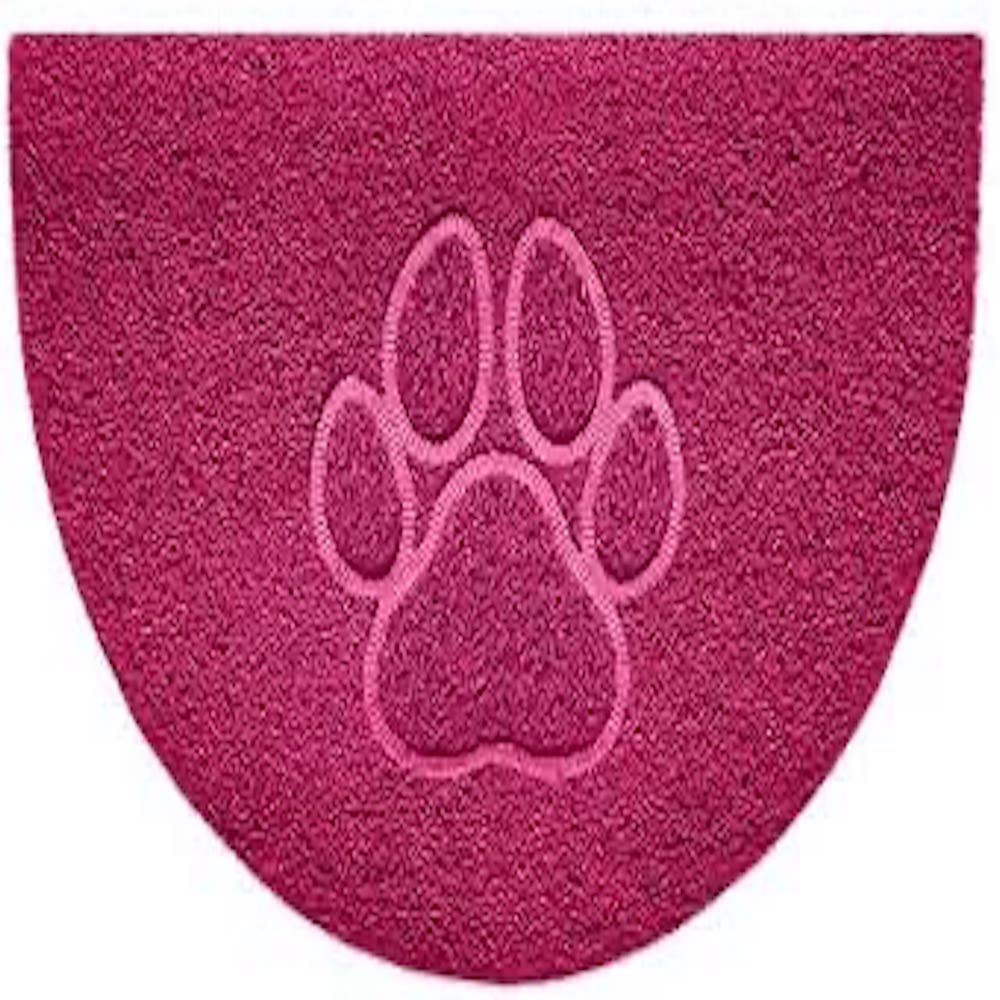 Nicoman Embossed Halfmoon Half Circle Door Mat Dirt-Trapper Jet-Washable Doormat 70x44cm (Pink, PAW Shape) - Use Indoor or Sheltered Outdoor