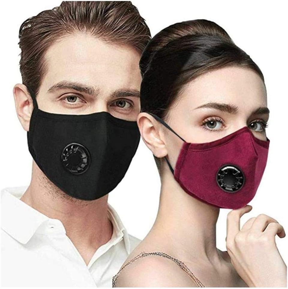 LLQ Máscaras reutilizables lavables Mascarilla antipolución del aire con respirador y 2 filtros para Ciclismo Camping Viajes Vida cotidiana