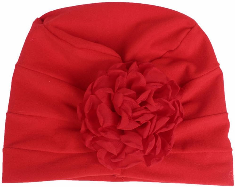 Qhome Girls Cotton Beanie Flower Slouch Cap Hospital Hat Kids Headwarp Turban Hair Accessories