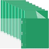Teling 48 Pcs Clear Front Report Covers with 3 Prong Fasteners, Green | 8.5 x 11" Letter Size, Plastic Presentations Folders, Document Portfolio Binders for School, Office, Resumes, Business