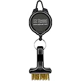 EZ Brush Mini Retractable Golf Club Brush Cleaning Tool with Clip and Brass Bristles